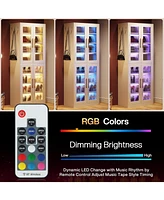 Tribesigns Black Shoe Storage Cabinet with Acrylic Doors and Led Lights, 8-Tier Tall Entryway Organizer Rack Adjustable Shelves & Hanging Ho