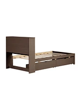 Slickblue Modern Twin Size Bed Frame with Usb Port Bookcase Headboard & 2 Drawers