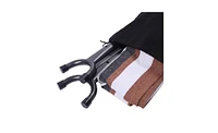 Slickblue Professional Black & Silver Hammock Stand with Coffee Stripe Polyester Hammock, Stylish Outdoor Setup