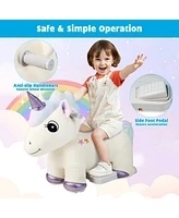 Gymax 6V Electric Animal Ride On Toy Unicorn Kids Plush Ride-on w/ Music & Handlebars