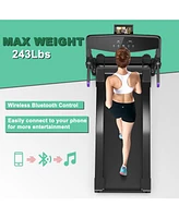 Hongge 3HP Electric Folding Treadmill with Bluetooth Speaker-Purple