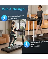 Hongge 2-in-1 Folding Treadmill with 300 Lbs Capacity, Remote Control, and Shock Absorption