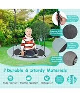 Hongge 40 Inches Saucer Tree Swing with Adjustable Hanging Ropes and 900D Oxford Fabric