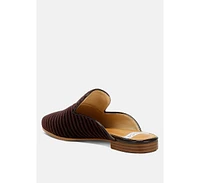 Rag & Co Ouzini Velvet Textured Slip On Mules