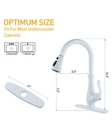 Mondawe pull down kitchen faucet,White