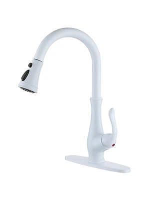 Mondawe pull down kitchen faucet,White