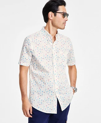 Club Room Men's Poplin Cocktail Party Printed Shirt, Exclusively at Macy's