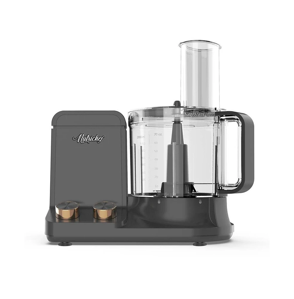 NutriChef Multifunction Food Processor with 6 Blade Attachments & Ultra-Quiet Motor, 12-Cup Capacity - NCFPG9