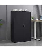 Slickblue Metal Storage Cabinet with Locking Doors and Adjustable Shelf – Folding Filing Locker for Home, Office, School, Garage