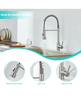 Flynama Single Handle Deck Mount Pull Down Sprayer Kitchen Faucet