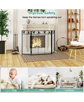 Sugift 3-Panel Fireplace Screen Decor Cover with Exquisite Pattern
