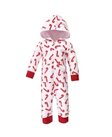 Hudson Baby Girls Fleece Jumpsuits, Coveralls, and Playsuits 2pk, Sugar Spice