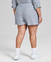 And Now This Trendy Plus Striped Front-Pleat Shorts, Exclusively at Macy's