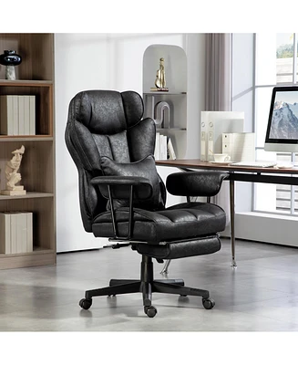 Homcom 396lbs. Big and Tall Office Chair with Footrest & Wide Seat, Black