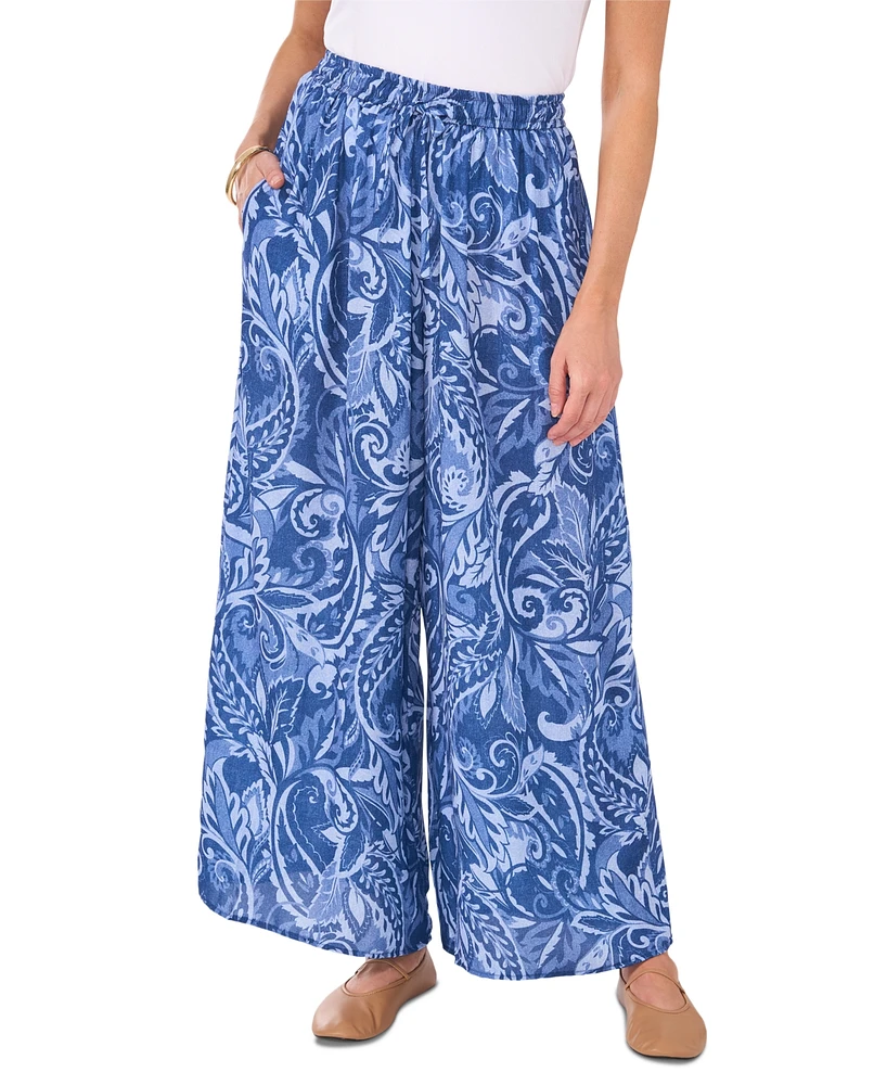 Vince Camuto Women's Printed Wide-Leg Drawstring Pants