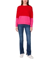 Sam & Jess Women's Colorblocked Crewneck Long-Sleeve Sweater