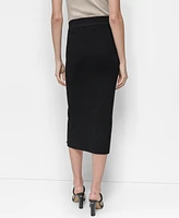 Dkny Women's Pull-On Zip-Trim Fitted Midi Pencil Skirt