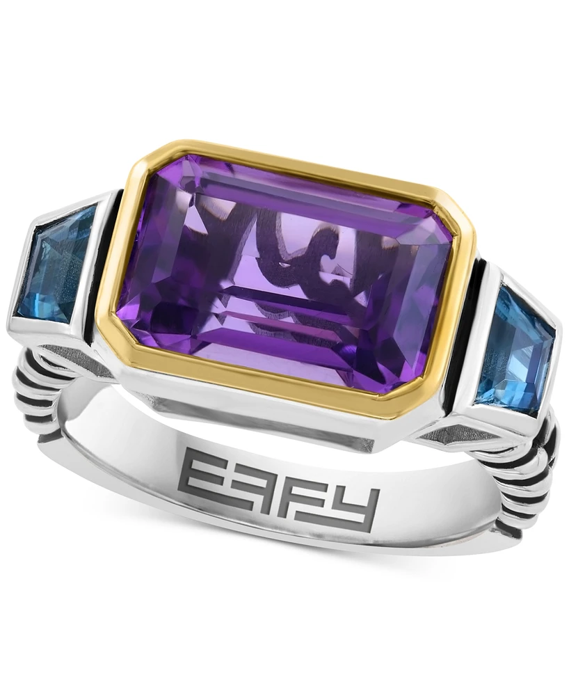 Effy Amethyst (3-1/3 ct. t.w.) & London Blue Topaz (1 ct. t.w.) Ring in Sterling Silver & 14k Gold-Plate