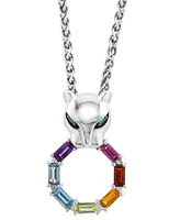 Effy Multi-Gemstone (7/8 ct. t.w.) Panther & Ring 18" Pendant Necklace in Sterling Silver