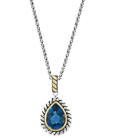 Effy London Blue Topaz 18" Pendant Necklace (6-1/2 ct. t.w.) in Sterling Silver & 14k Gold-Plate