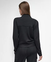 Dkny Women's Pinstripe Zip-Front Stand-Collar Jacket