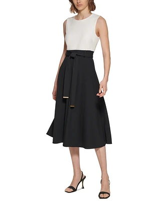 Calvin Klein Women's Belted A-Line Dress