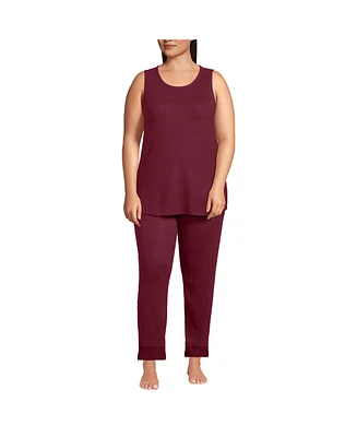 Lands' End Plus Cozy 3 Piece Pajama Set - Robe Top and Pants