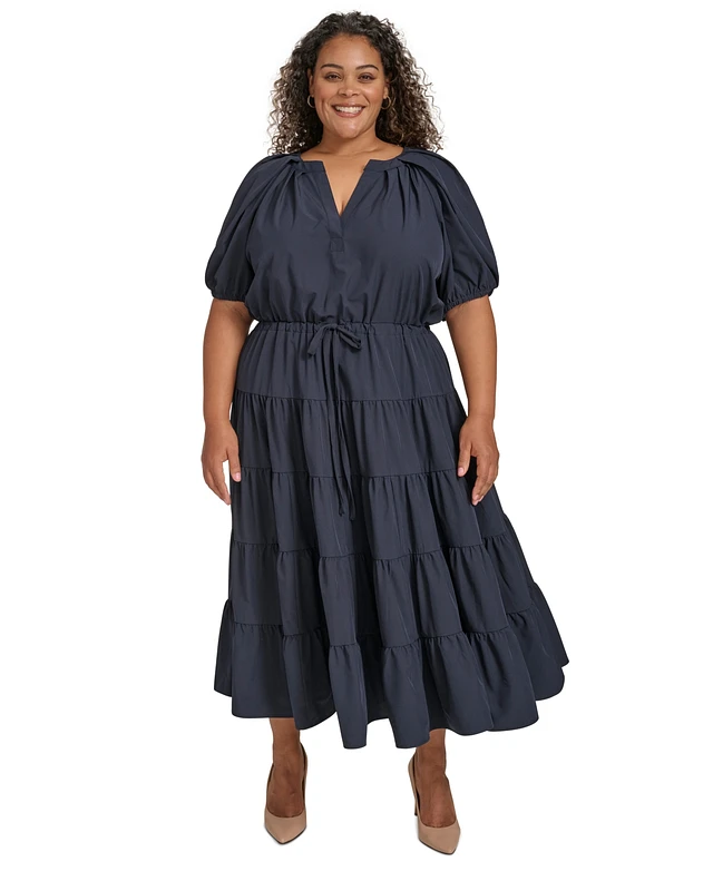 Home | Calvin Klein Plus Puff-Sleeve Tiered Maxi Dress at Plaza Las  Americas in San Juan, PR