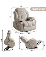 Boyel Living Power Lift Recliner Chair with Heat and Massage Electric Fabric Recliner Chair for Elderly