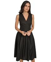 Calvin Klein Women's V-Neck Sleeveless A-Line Dress