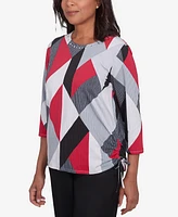 Alfred Dunner Women's Stained Glass Print Crew Neck Top