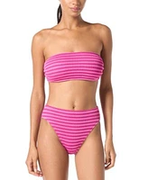 Michael Michael Kors Womens Bandeau Bikini Top High Rise Bikini Bottoms