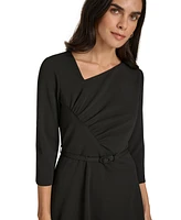 Calvin Klein Women's Asymmetric-Neck Belted Dress