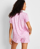 State of Day Women's 2-Pc. Short-Sleeve Notched-Collar Pajama Set Xs-3X