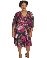 Calvin Klein Plus Floral-Print A-Line Wrap Dress