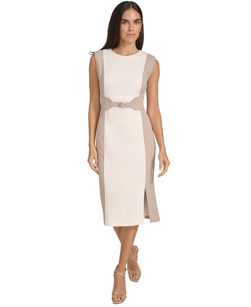 Calvin Klein Women's Jewel-Neck Scuba Crepe Sheath Dress