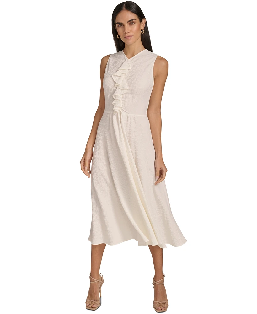 Calvin Klein Women's V-Neck Ruffle-Front Sleeveless Dress