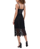 Siena Women's Mix-Media Faux-Leather Floral-Lace Dress