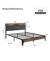 gaomon king Bed Frame, Storage Headboard with Charging Station, Solid Metal Frame, Noise Free