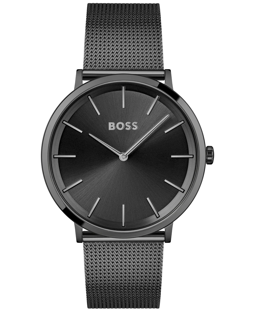 Hugo Boss Men's Skyliner Black Stainless Steel Mesh Bracelet Watch 40mm