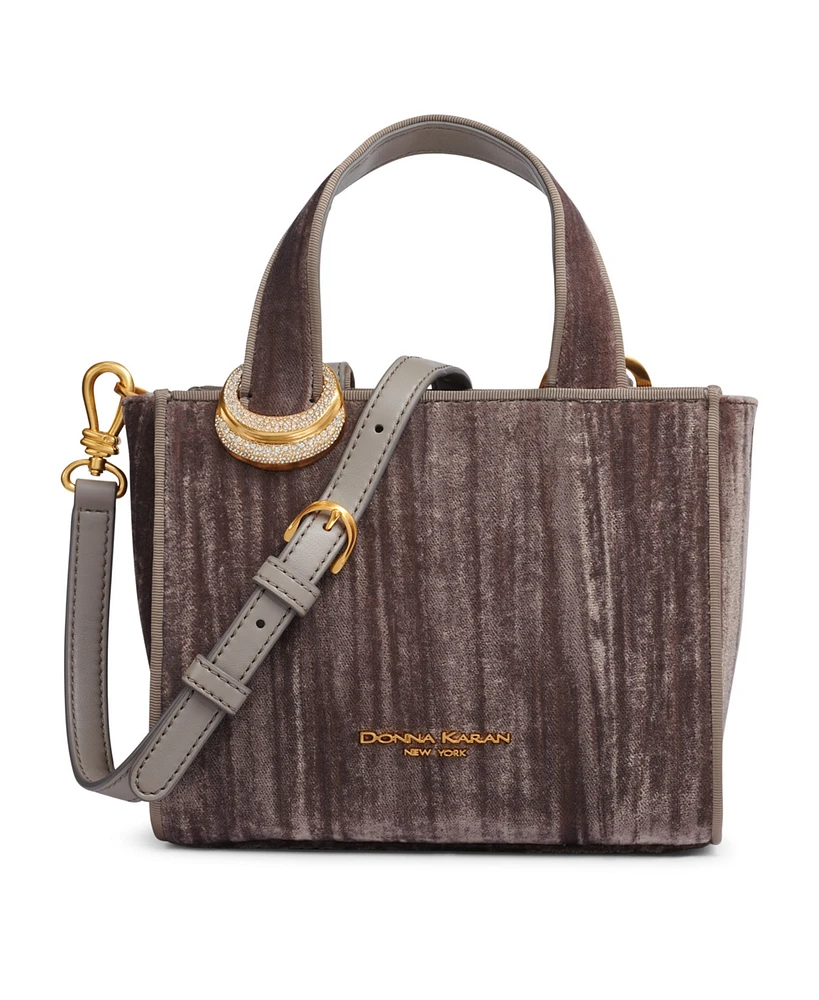 Donna Karan Hewlett Velvet Top Handle Buckle Crossbody Bag