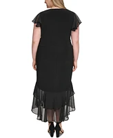 Tommy Hilfiger Plus Flutter-Sleeve A-Line Dress
