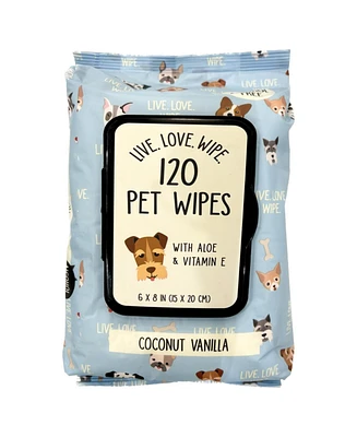 Precious Tails 120pc. Live. Love. Scented Wipe, Pet Wipes for Dogs, Dog Grooming Wipes, Puppy Cleaning Deodorizing Paws, Butt, Body