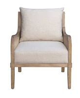 Martha Stewart Collection 28" Wood Morgan Wide Cane Accent Chair with Removable Back Cushion