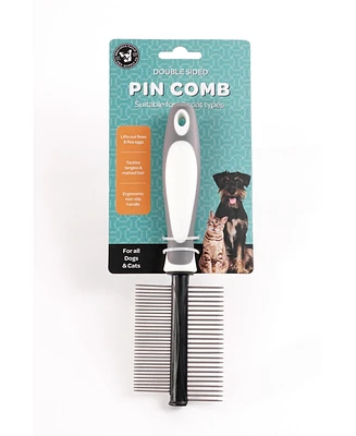 Precious Tails Dog Cat Pet Comb, Tick and Flea Comb, Detangling Pet Comb, Double Sided Pin Metal Comb for Removing Matted Fur Knots and Tangles