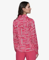 Karl Lagerfeld Paris Women's Ruffled Dot-Print Blouse