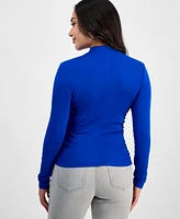 I.n.c. International Concepts Petite High-Neck Side-Ruched Top, Exclusively at Macy's