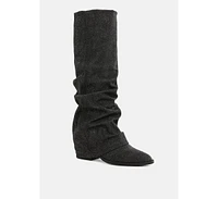 London Rag Capella Fold-Over Slouchy Denim Boot