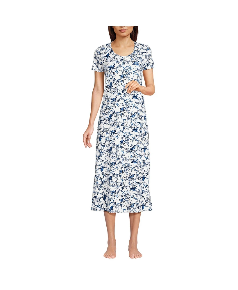 Lands' End Petite Cotton Short Sleeve Midcalf Nightgown