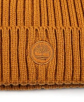 Timberland Men's Embroidered Logo Patch Ribbed Cuff Beanie